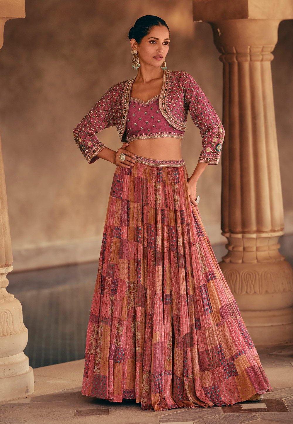Janisha readymade - pink silk Lehenga with jacket