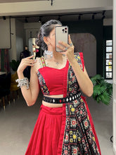 Red pure cotton readymade Lehenga