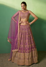 Arna collection - purple and gold floral georgette Lehenga