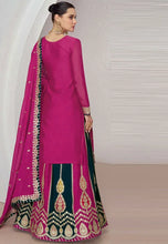 Embroidered chinon silk Lehenga in pink (long top)