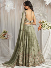 Sage green georgette thread and sequins Lehenga