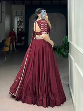 Maroon rangoli crush lehenga (skirt stitched)