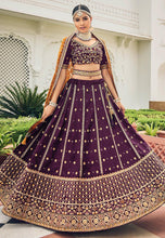 Wine viscose Lehenga with bandhej dupatta