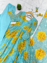 Sun-kissed floral baby blue anarkali