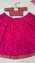 Pink and gold silk lehenga