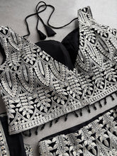 Black thread work palazzo with cape