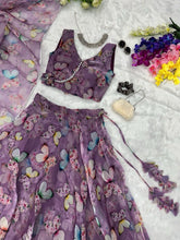 Purple butterfly print readymade Lehenga