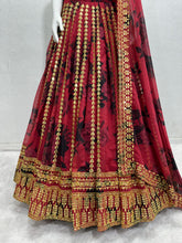 Maroon and gold flowy Lehenga