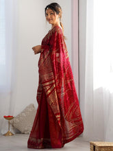 New sequence saree in black, red and wine