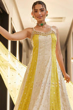 Yellow and ivory pearl beaded gown
