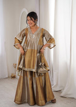 Stylish two tone gold and beige palazzo suit (free batwa)