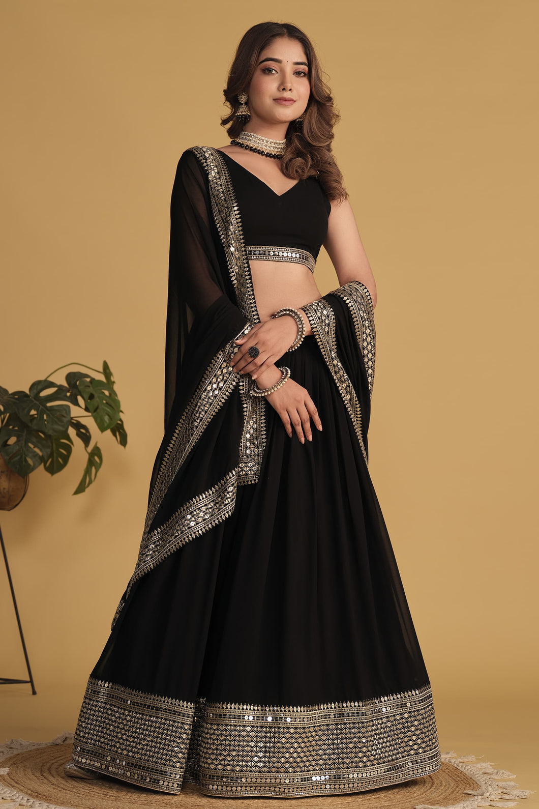 Sara - black and gold elegant Lehenga