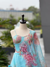Light blue corset style floral Lehenga