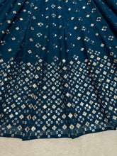 Blue flary thread work Lehenga (long sleeves + plus size)