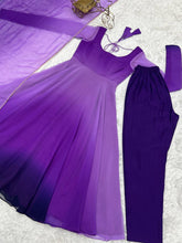 Purple shaded anarkali set readymade