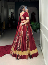 Rayon and Tussar silk gotta Patti plain and printed maroon readymade Lehenga