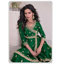 Janisha - green flared trousers readymade set