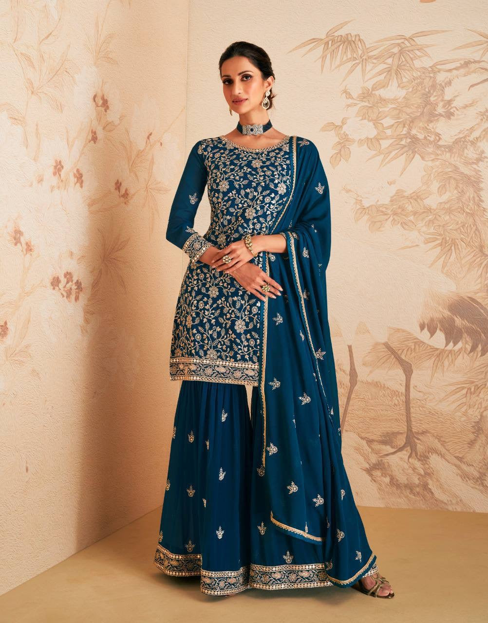 Dark blue sharara readymade - any size up to UK 20