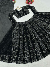 Black georgette spiral patterned Lehenga