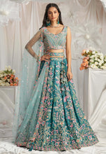 Teal georgette floral embroidered Lehenga