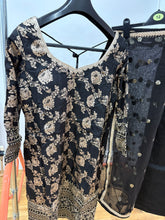 Black and gold banarasi silk salwaar kameez