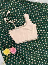 Kids green polka zari Indo western Lehenga (1 month - 6 years)