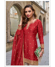 Chinon silk with red floral bliss palazzo set