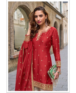 Chinon silk with red floral bliss palazzo set