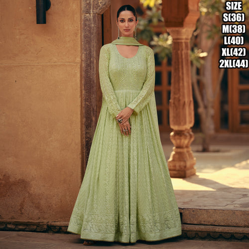 Janisha readymade - mint green georgette anarkali