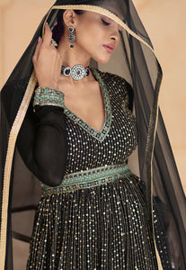 Janisha black georgette partywear anarkali
