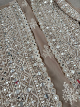 Beige palazzo set with short cape jacket