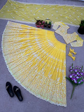 Yellow georgette sequins work Lehenga