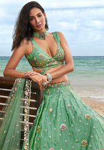 Sea green art silk Lehenga