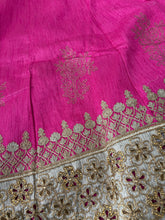 Pink and gold silk lehenga