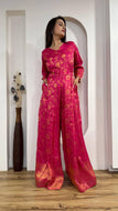 Pink banarasi silk jumpsuit