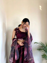 Wine organza silk readymade Lehenga