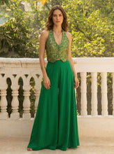 Green palazzo waistcoat co ords