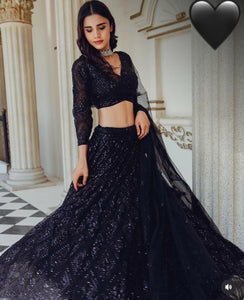 Black sequins Lehenga for reception parties or award ceremonies