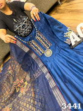 AGC  Collection- blue chanderi silk gown (plus size options)