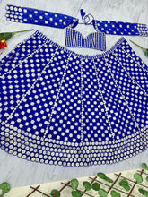 Royal blue foil mirror work Lehenga