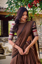 Pure chanderi and zari Lehenga in brown (skirt stitched)