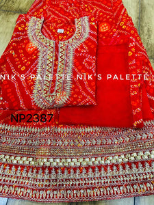 Niks collection - 3 piece bandhani suit in red