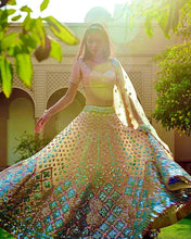 Pastel infusion beige and peach Lehenga
