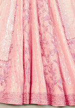 Pink georgette floral and sequins Lehenga