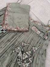 Sage green georgette thread and sequins Lehenga