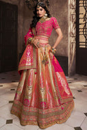 Royal collection- sage green and pink banarasi silk Lehenga
