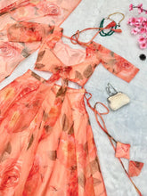 Peach floral printed readymade Lehenga