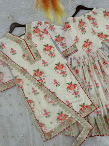 Off white floral sharara set