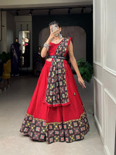 Red pure cotton readymade Lehenga
