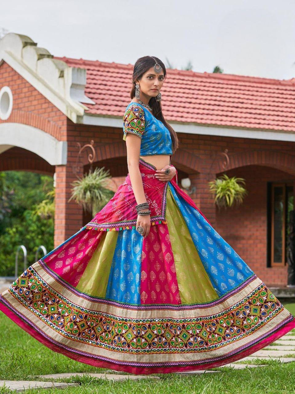 Multicoloured cotton readymade chaniya cholis